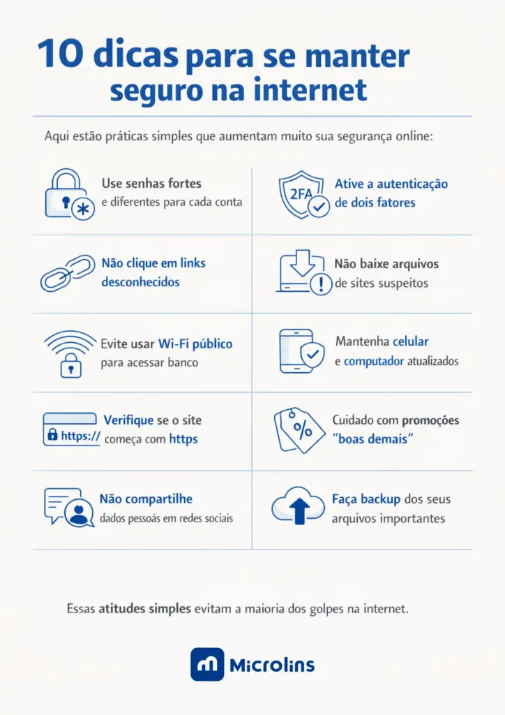 10 dicas para se manter seguro na internet