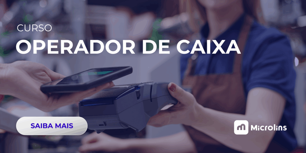 curso operador de caixa com atendimento no caixa usando máquina de pagamento