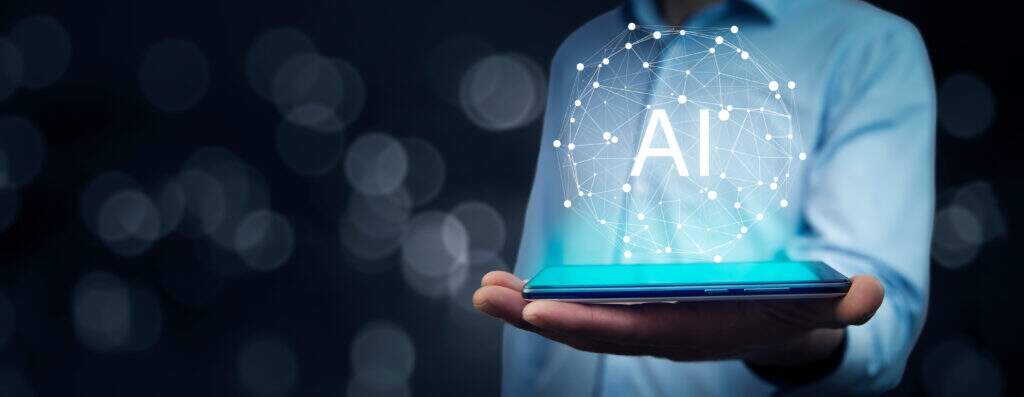 representação de o que é inteligência artificial com tecnologia digital sendo exibida em um dispositivo móvel