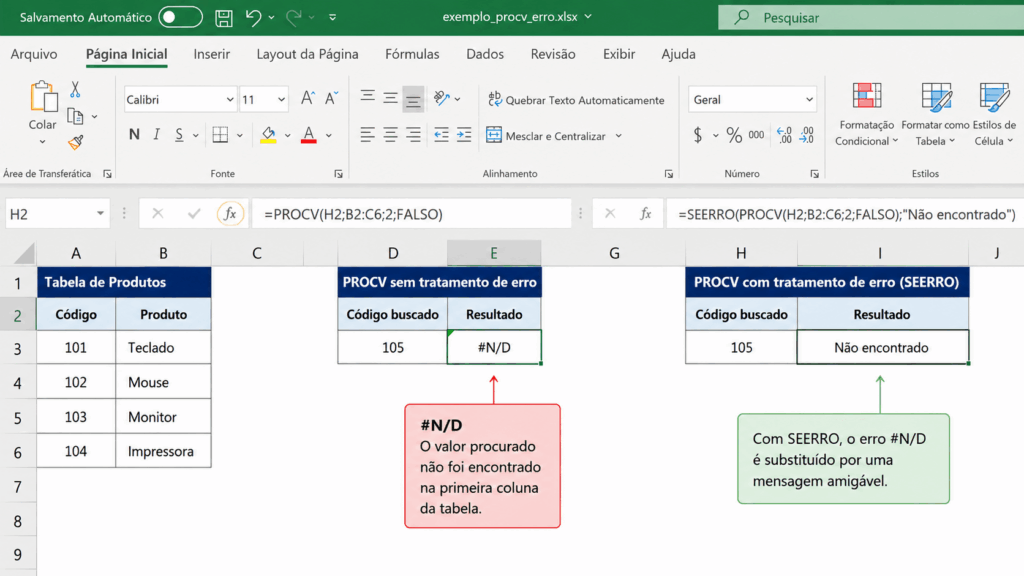 PROCV no Excel aplicado em planilha de controle de estoque para preencher automaticamente produtos e preços.